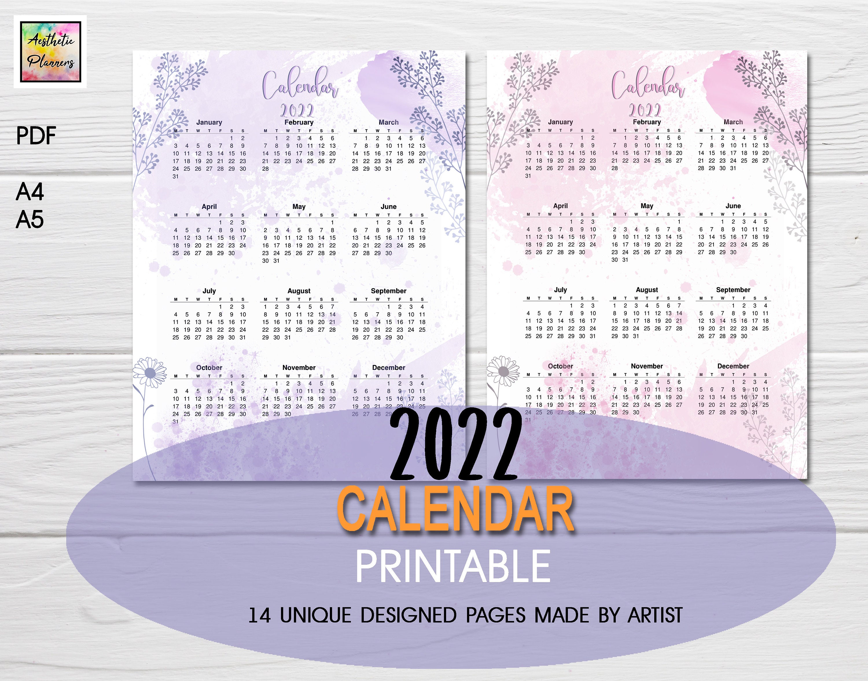 elegant calendar printable 2022 illustrated calendar monthly etsy