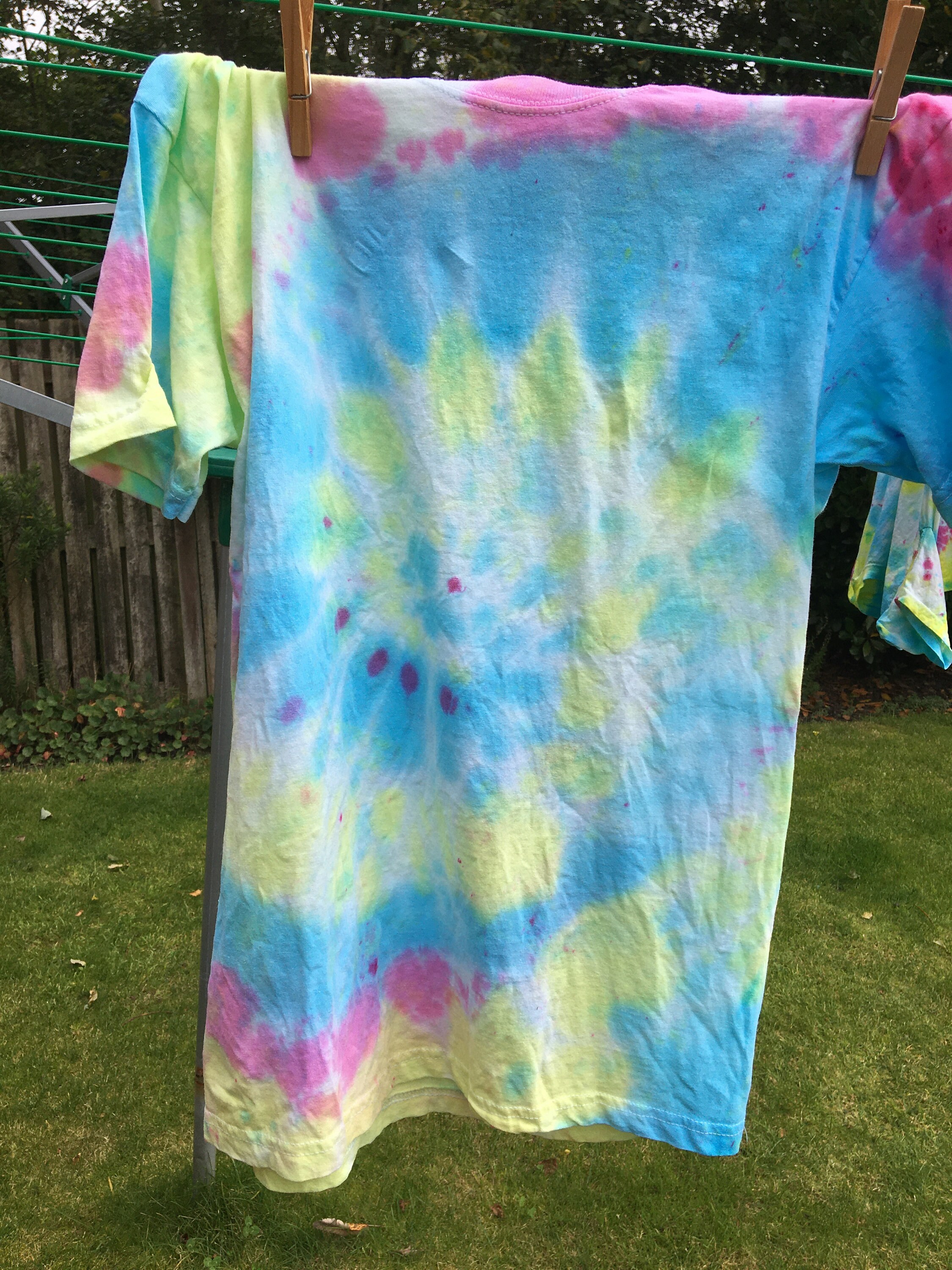 Blue yellow and pink tie-dye t-shirts 2 | Etsy