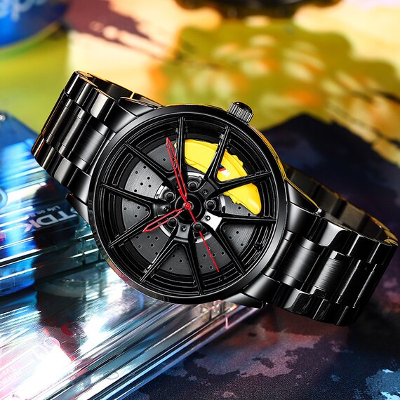 Estatico BMW M3 Power amarillo reloj con llantas de aleacion accesorios para entusiastas del automovil