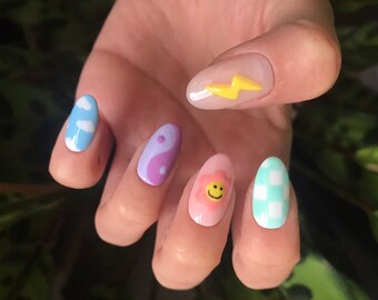 images Indie Aesthetic Acrylic Nails Brown indie nails etsy