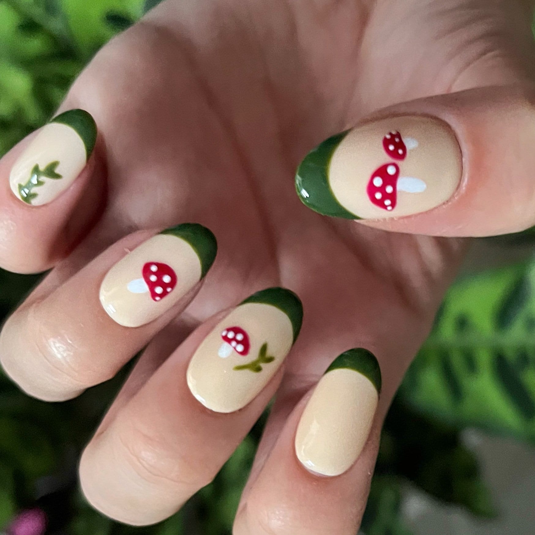 Mushroom Nails Press on Nails Autumn Nails Cottagecore - Etsy UK