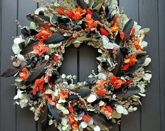 Large hand-made wreath of dried flowers and foliage - Autumn - Autumn Decoration - Witchcraft - Halloween - Witch Décor