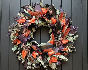 Large hand-made wreath of dried flowers and foliage - Autumn - Autumn Decoration - Witchcraft - Halloween - Witch Décor