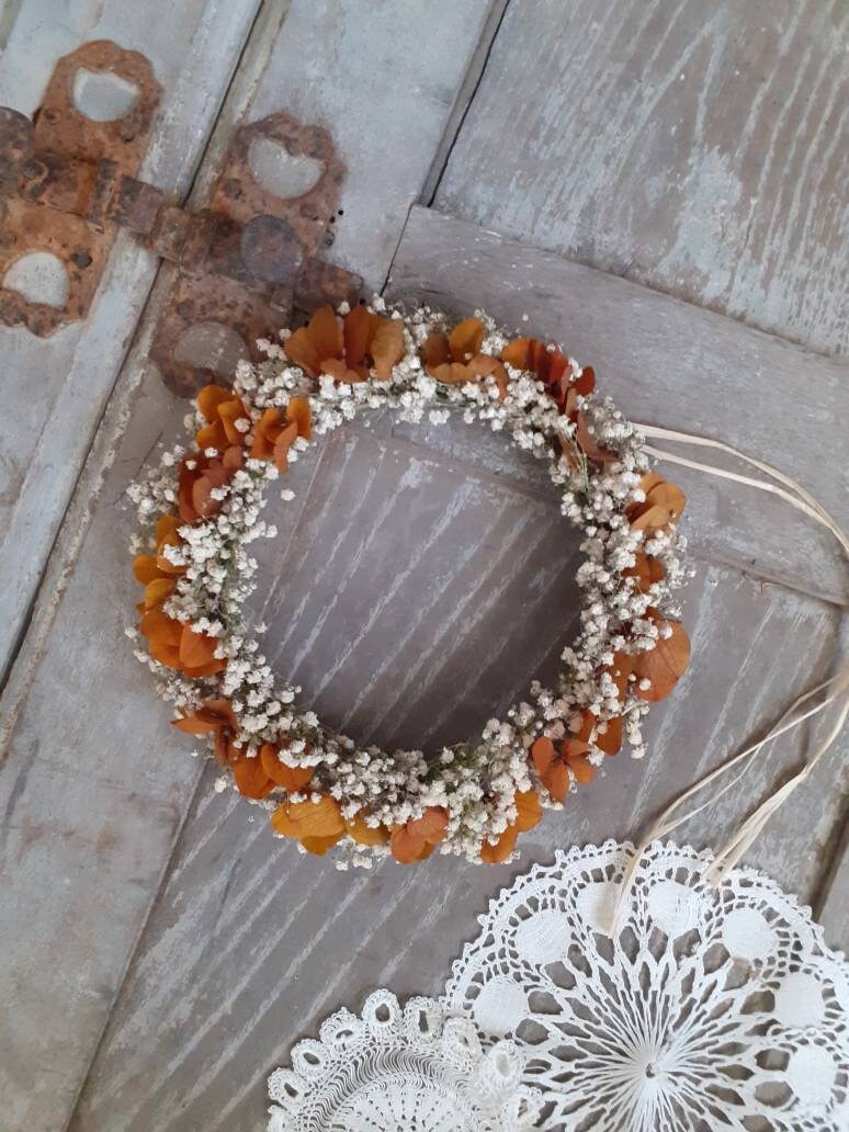 Couronne de Fleurs Séchées Décorative Aux Teintes Automnales - Romantique Boho Chic Automne- Autumn