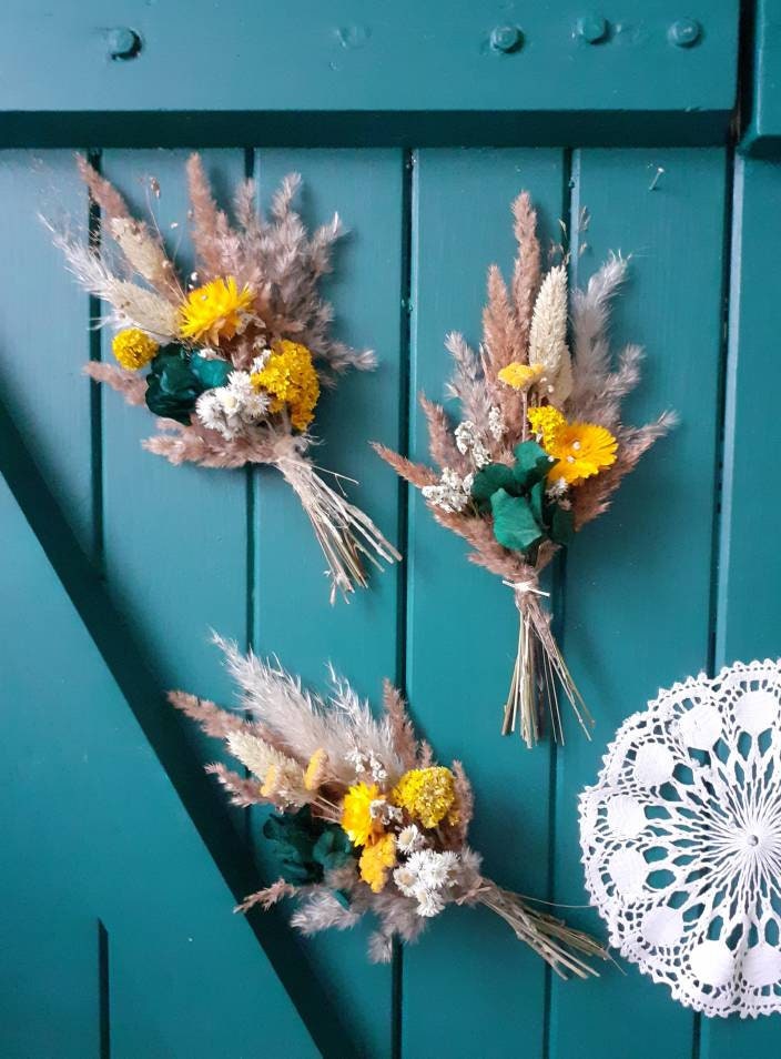 Trio de Mini Bouquets Fleurs Séchées - Vintage Style Idée Cadeau Home Déco Boho Style
