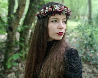 Handgefertigte Kopfkrone aus getrockneten und konservierten Blumen - Waldnymphen - Veredelt