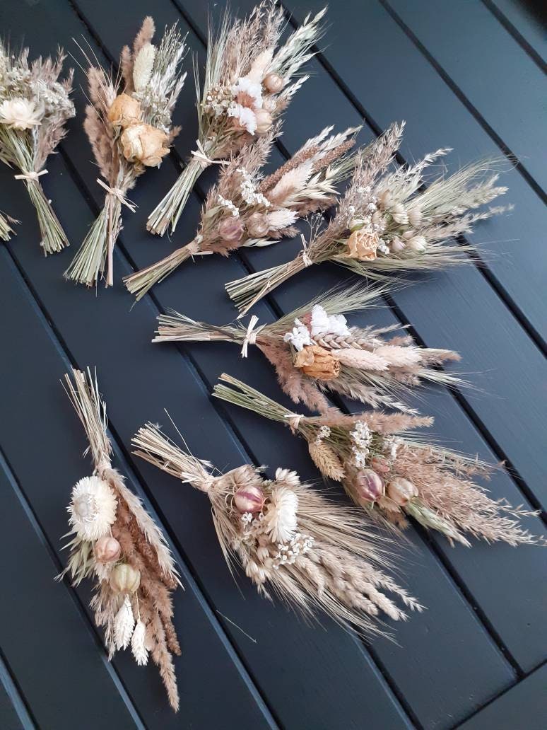 Ensemble de Cinq Mini-Bouquets Fleurs Séchées - Vintage Style Cadeau Champêtre Home Déco