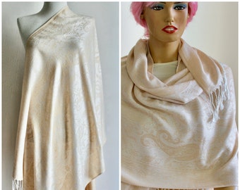 Ivory White Pashmina Shawl Scarf - Pashmina Shawl -  Shawls And Wraps -  Pashmina Shawl Wraps Scarf - Wedding Shawl Wraps - Pashmina