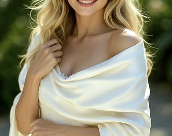 Cream Silk Cotton Shawl Scarf, Bridal Wedding Cover Up - Silk Shawl Wraps - Spring Summer Shawl - Bridal Wraps - Wedding Guest Shawl