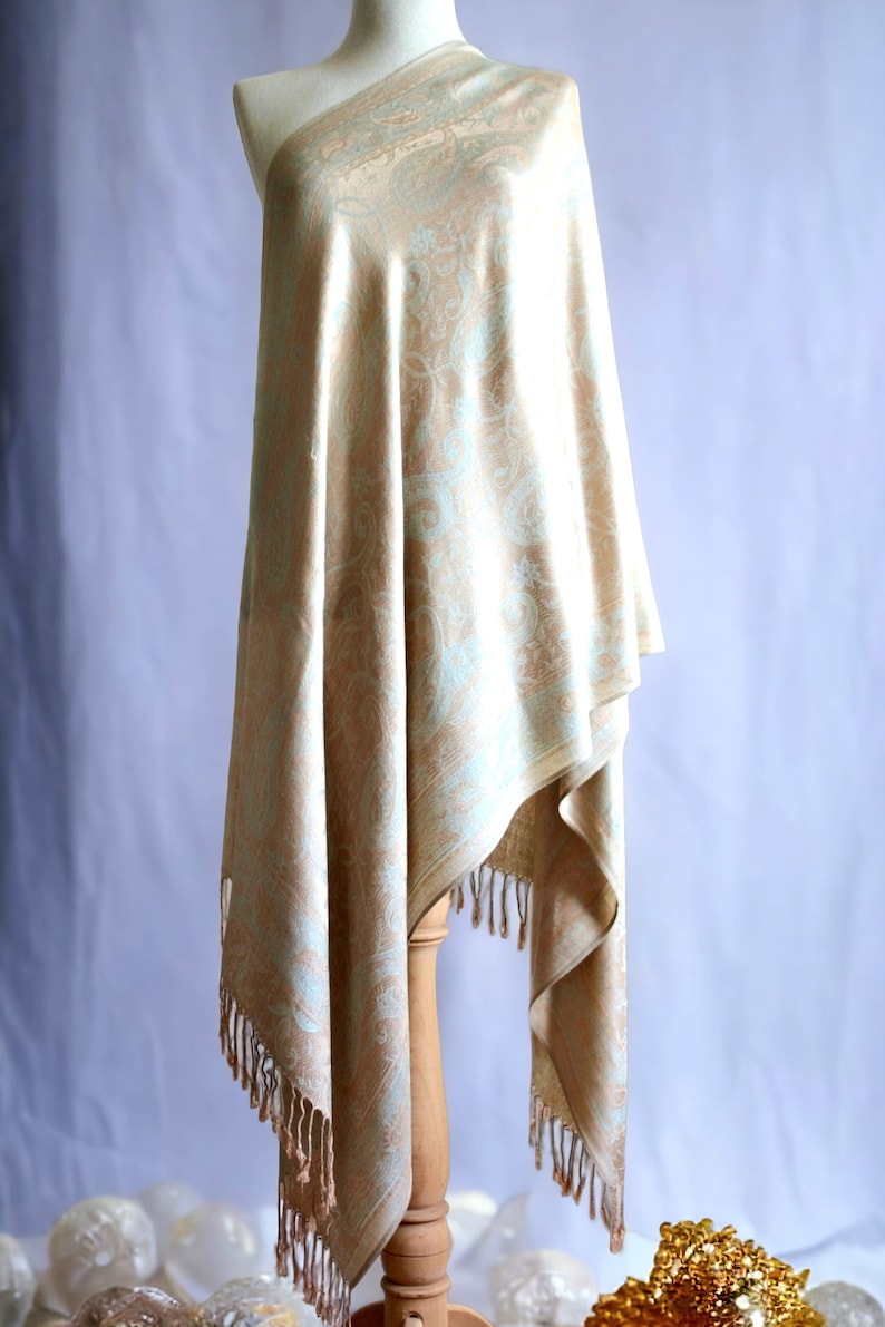 Silk Pashmina Shawl Scarf Wraps Mothers Day Gifts Mom Gift Camel Pashmina Wedding Shawl Bild 5