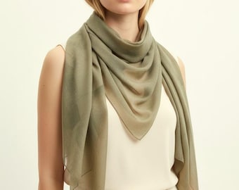 Olive Green Chiffon Scarf – Sheer Square Headscarf – Lightweight Bandana Scarf – Elegant Women’s Wrap – Soft Olive Neck Scarf