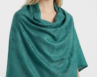 Luxury Ottoman Damask Shawl, Silk Cotton Scarf, Turkish Jacquard Wrap, Elegant Pashmina Style Shawl, Soft Lightweight Women's Gift