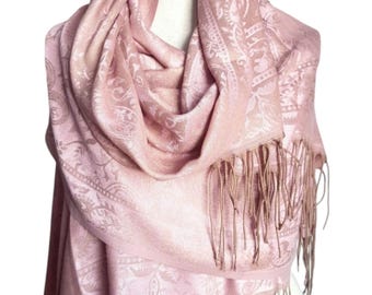 Floral Powder Pashmina Shawl Scarf Wraps - Elegant Cotton  Pashmina - Woman Scarves - Shawl And Wraps - Wedding shawl - Mather&#39;s Day Gift