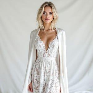 Chal de seda blanca, chal de novia para boda, borlas anudadas a mano