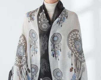 Traumfänger Baumwollschal, Frauenschals, Mädchenschals, Baumwolldruckschal, Modeschals, Festivalschal, Boho-Schalschal