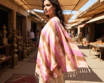 Stars Pashmina Shawl - Best Friends Gift - Gift Scarf - Shawl Scarf - Birthday Gift For Woman - Shawl and Wraps - Pink Brown Pashmina