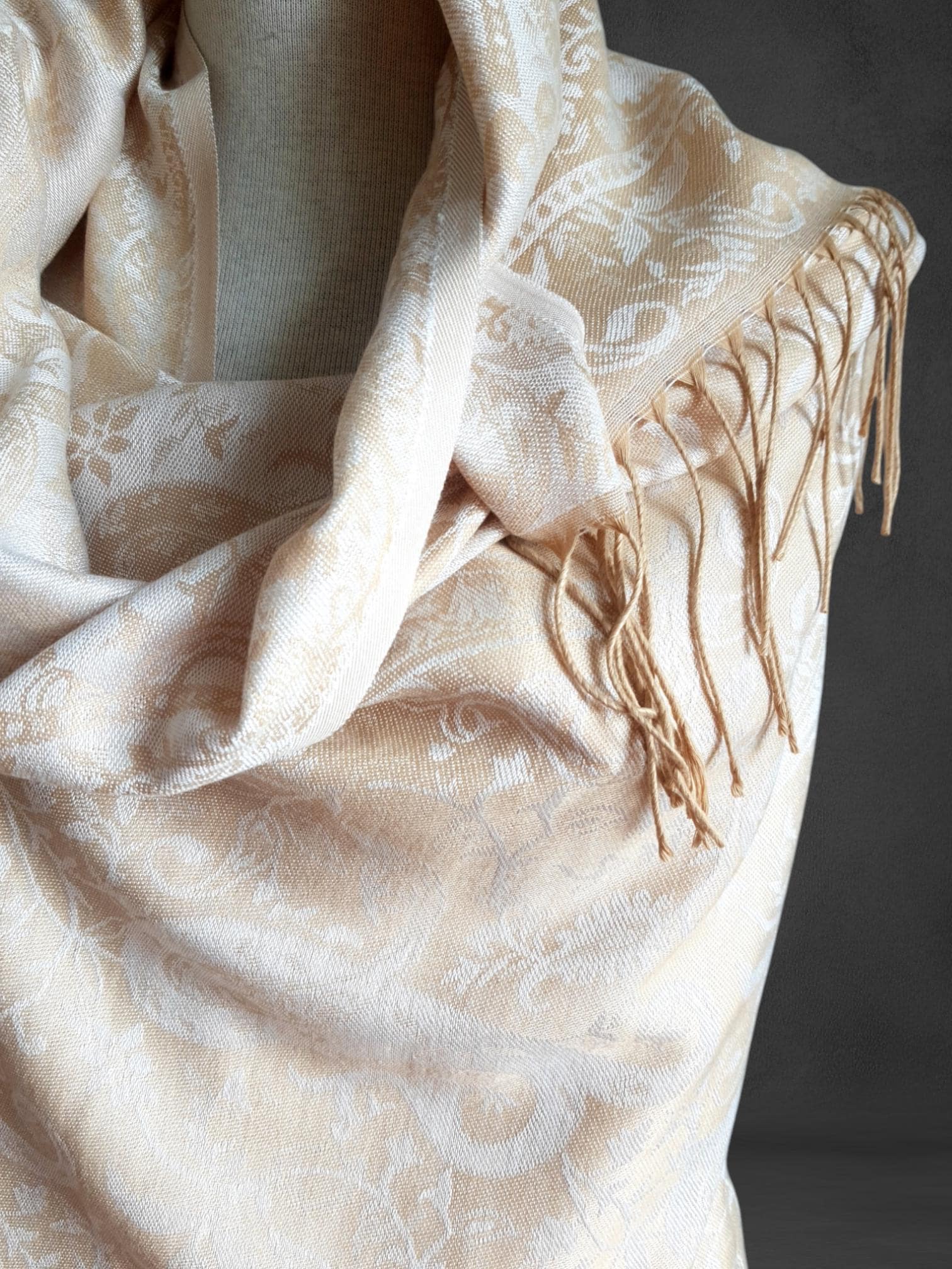 Ivory Floral Pashmina Shawl Scarf - Pashmina Shawl - Shawls And Wraps - Gifts For Woman -Wedding Shawl - Summer Shawl Wraps - Bridal Shawl