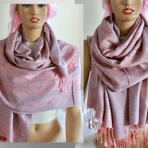 Pashmina So Soft Pink Scarf - Pink Blue Shawl Wraps - Best Friends Gift - Girlfriend Gift - Wife Gift - Shawl And Wraps - Wedding Shawl