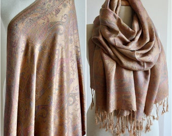 Silk Pashmina Shawl Wraps - Shawls And Wraps - Woman Scarves - Pashmina Shawl - Camel Shawl Wraps - Teacher Gifts, Mom Gifts, Sister Gifts