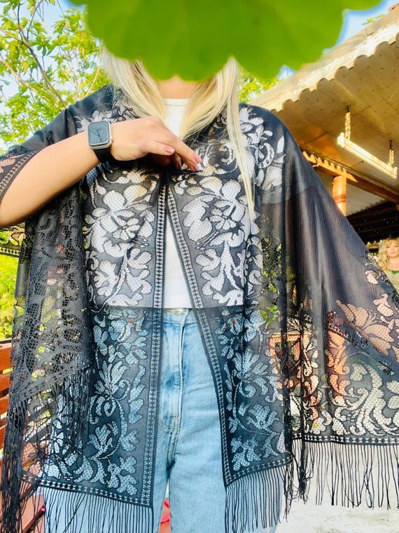 Sciarpa in pizzo floreale Sciarpa in pizzo vintage boho