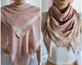 Powder Pink Gold Square Scarf - Pink Gold Square Scarf - Square Scarf- Powder Pink Square Scarf - Pink Gold Scarf - Hijab