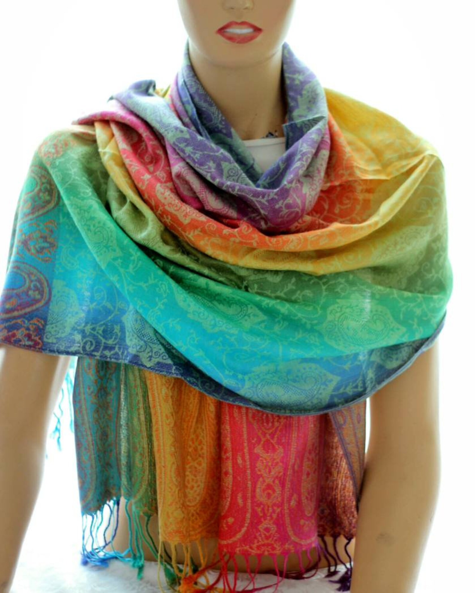 Turquoise Silky Pashmina Scarf Pashmina Scarves Blue Etsy