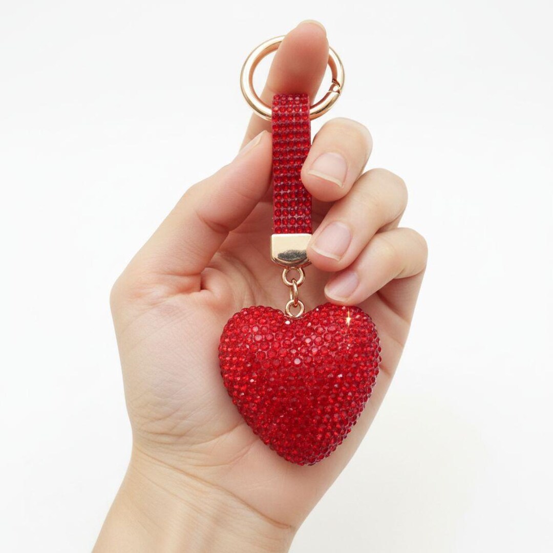 Heart Keychain Ricky Martin Heart Keychain - Keychain- Red Heart Sparkle Keychain - Etsy