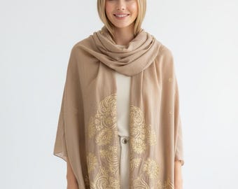 Handmade Embroidered Hold Thread Paisley Shawl Wraps Scarf -