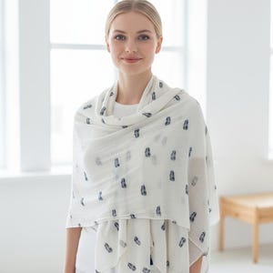 Écharpe en coton à plumes, châle crème, couverture légère image 9