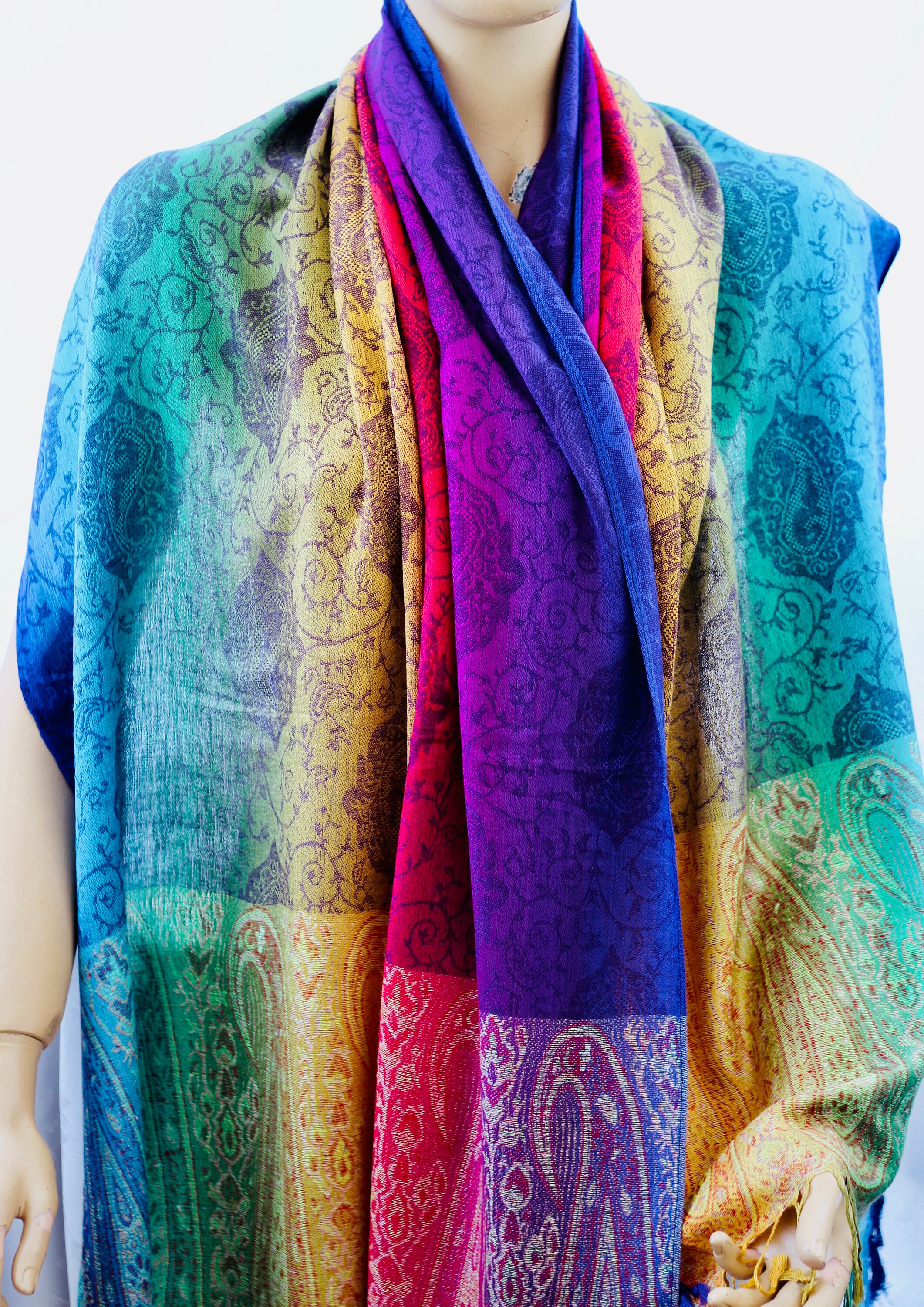 Silk Cashmere Gray Scarf Silk Pashmina Shawl Women Scarf | Etsy