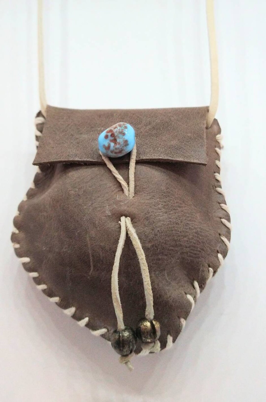 Brown Leather Pouch Necklace Handmade Etsy