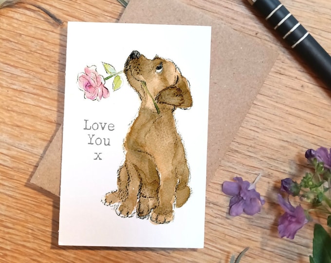 Little keepsake card - Love You - credit card size - Write a little message on the back to be kept in purse, wallet or pocket - LM01