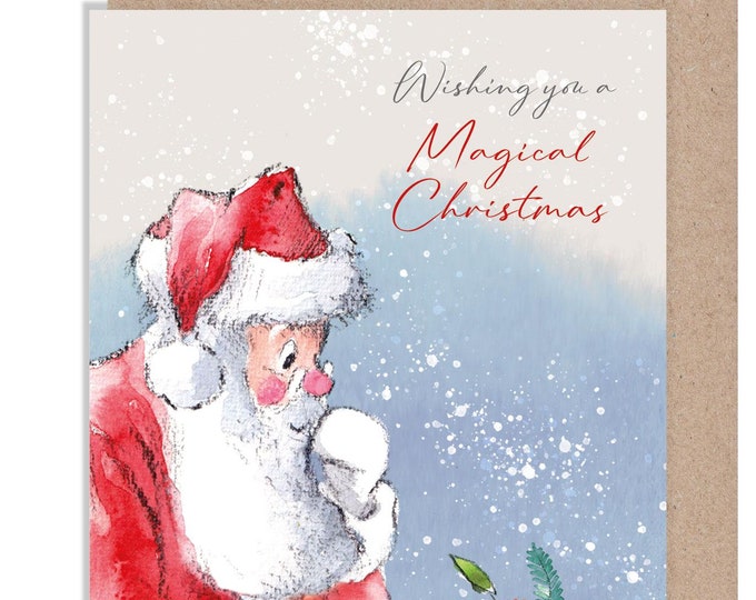 Money Wallet/Christmas card  - Quality Greeting Card to put money or Gift voucher inside - Magical Christmas - Santa and Fox - XMW03