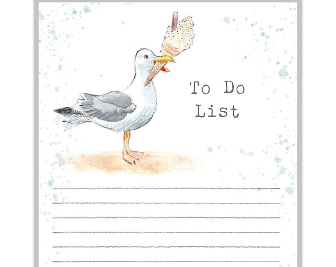 Magnetic Notepad - Seagull with ice cream illustration - NOTE06