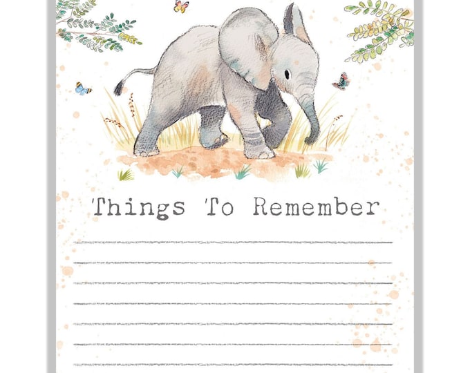 Magnetic Notepad - Things to remember -  Elephant illustration - NOTE07