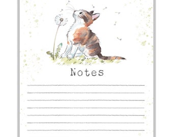 Magnetic Notepad - Cat with Dandelion illustration - NOTE04