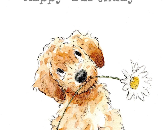 Giant Greeting Card! - Extra Large Card A4 - 210 x 297 mm - Happy Birthday  - Puppy with Flower - XL08