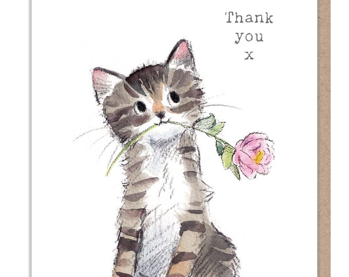 Thank you card - Cute Kitten Illustration - EPP016