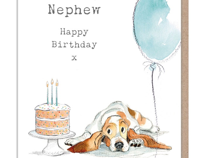 Nephew Birthday Card - Cute Dog Illustration - Absolutely Barking range - ABE085