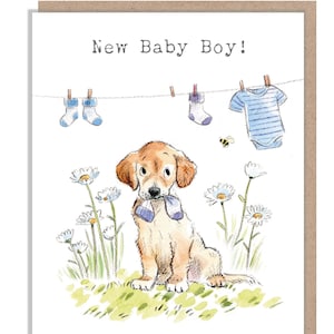 Carte pour bébé garçon - Illustration de chien mignon - Gamme Aboiement - ABE089