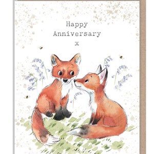 Carte d'anniversaire - Illustration de renard avec jacinthes des bois - BWE029