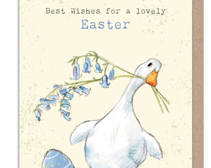 Easter Card - Duck and bluebell  illustration - 'Down by the river'  range - Made in UK -  RIVEASTER01
