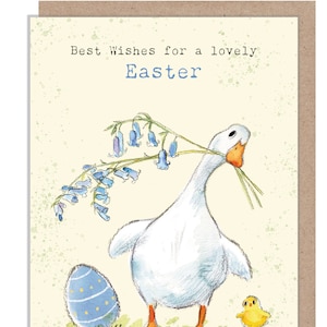 Easter Card - Duck and bluebell  illustration - 'Down by the river'  range - Made in UK -  RIVEASTER01