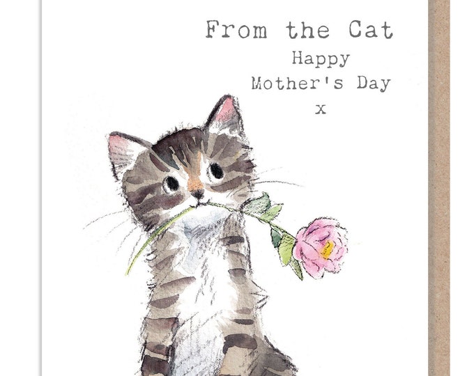 From the Cat - Mothers Day card - Cute Kitten Illustration - EPPMD01