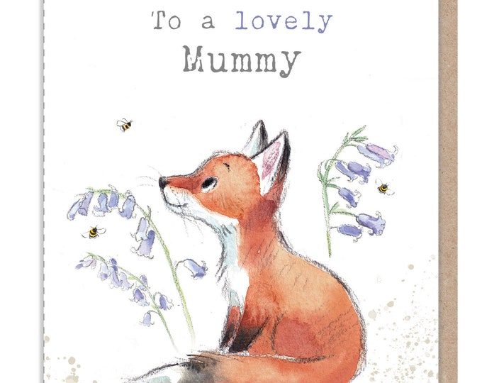 Mummy - Mothers Day Card - Fox with Bluebells Illustration - BWMD01