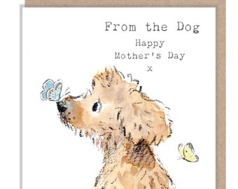 From the Dog - Mothers Day Card - Quality Greeting Card - Charming illustration - 'Absolutely barking' range  - Made in UK -  ABMD05(2)