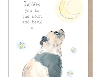 Love you to the Moon and Back Card - Charming illustration - Panda and Moon- 'Wonderfully Wild'  range - Made in UK -  WWE035