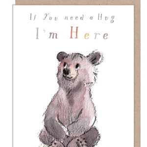 Bären Umarmungskarte - Qualitätskarte - 'Bär, Hase und Maus', herzerwärmende Illustrationen, hergestellt in Großbritannien, BHME031
