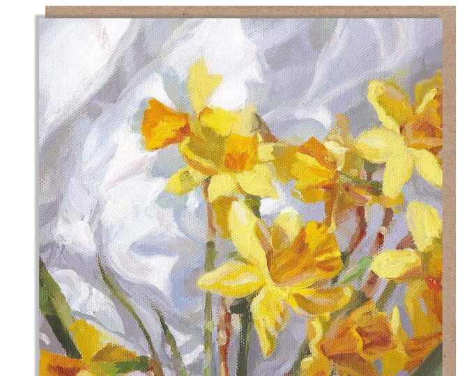 Daffodils - Quality Greeting Card, 'The Flower Gallery' range, Paper Shed Design, Art Card, Blank inside,