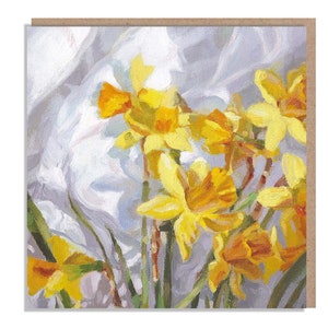 Narcissen - Kwaliteit Wenskaart, 'The Flower Gallery' assortiment, Paper Shed Design, Art Card, Blanco binnenkant,